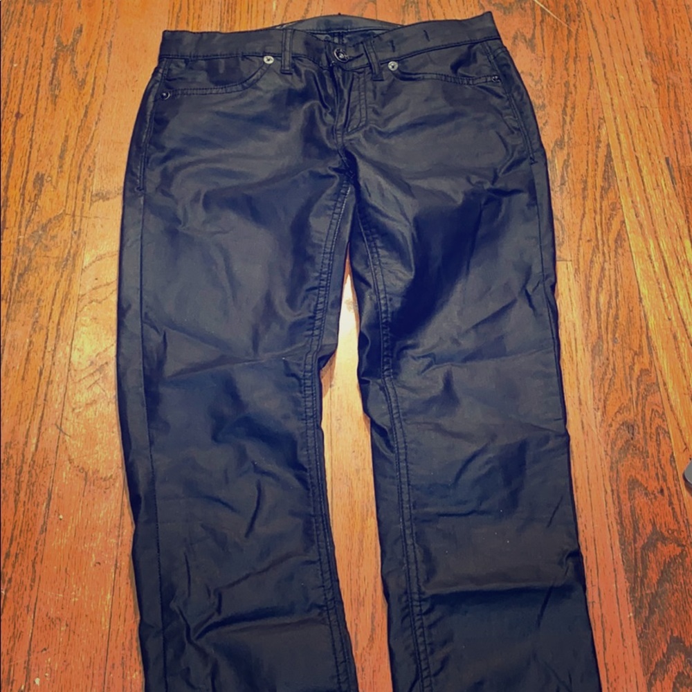 Madewell black coated skinny jeans